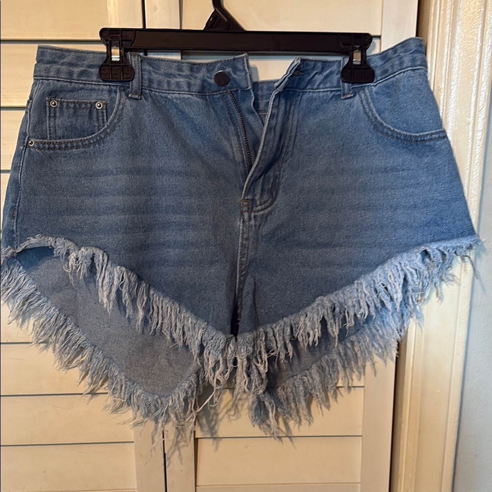 Frayed Denim Blue Shorts